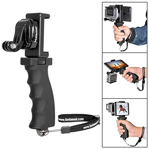 fantaseal ergonomic action camera hand grip mount w smartphone clip gopro technical support